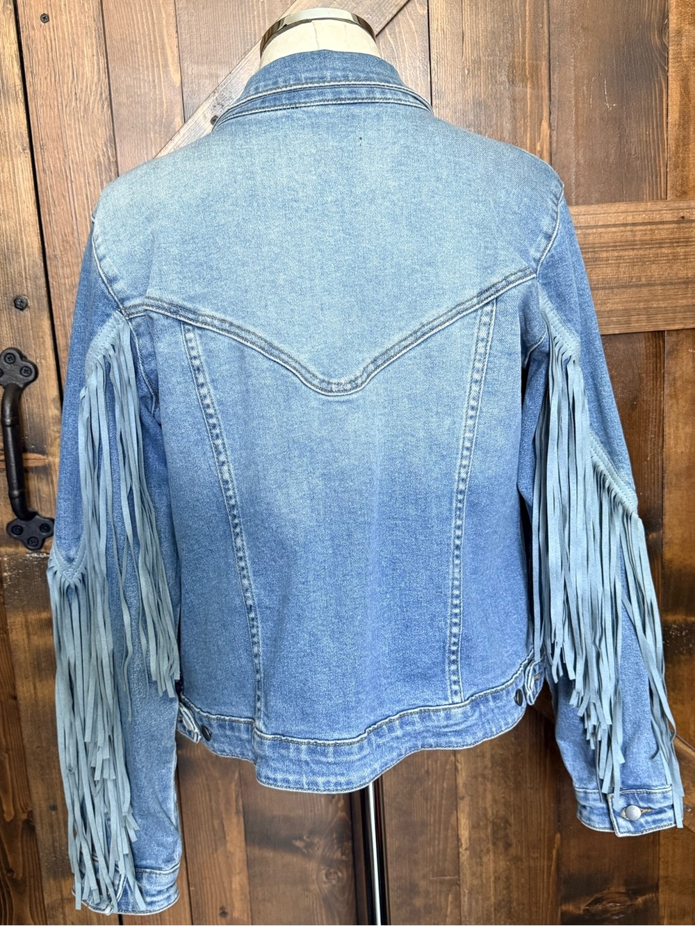 NEW Rock & Roll Denim Western Fringe Denim Jean Jacket Size XL - Picture 6 of 10
